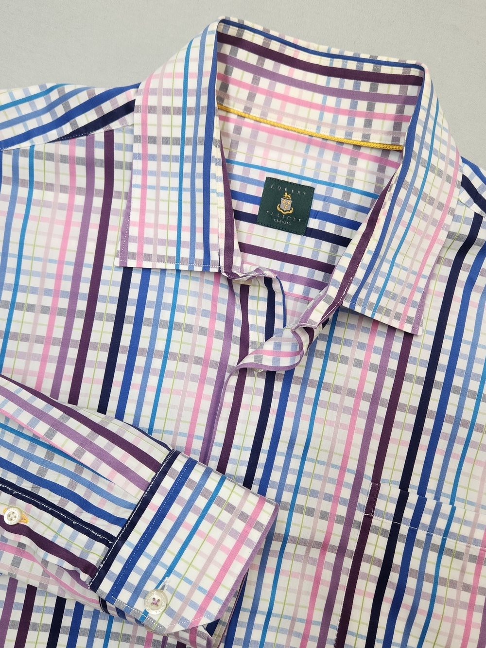Robert Talbott Classic Men's XL Long Sleeve Multicolored Plaid Button Down Shirt